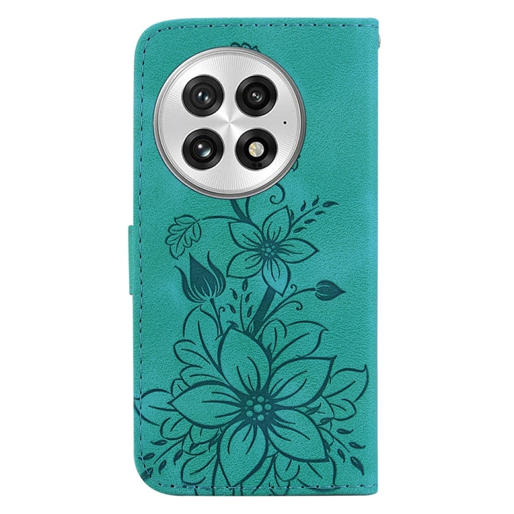 For OnePlus 13 Lily Embossed Leather Phone Case