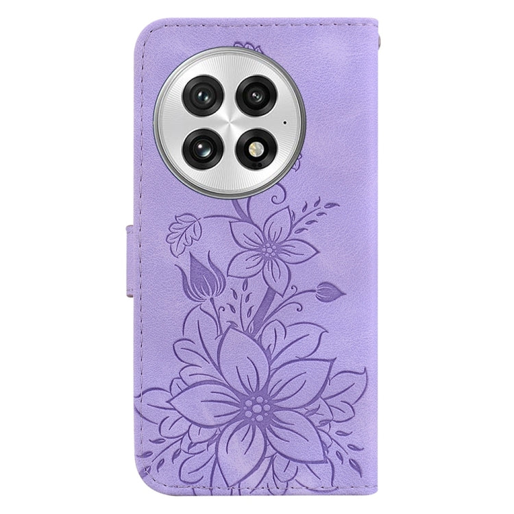 For OnePlus 13 Lily Embossed Leather Phone Case