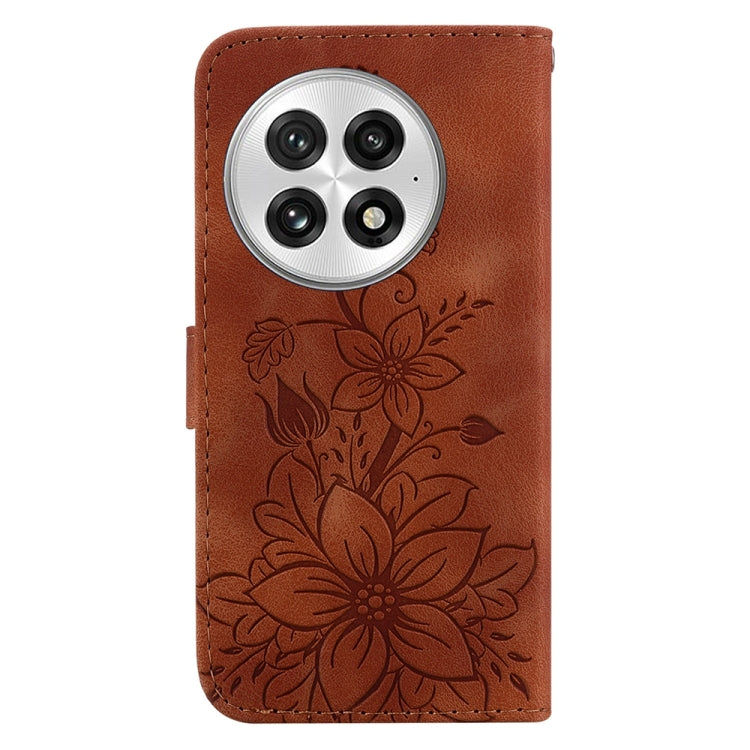 For OnePlus 13 Lily Embossed Leather Phone Case