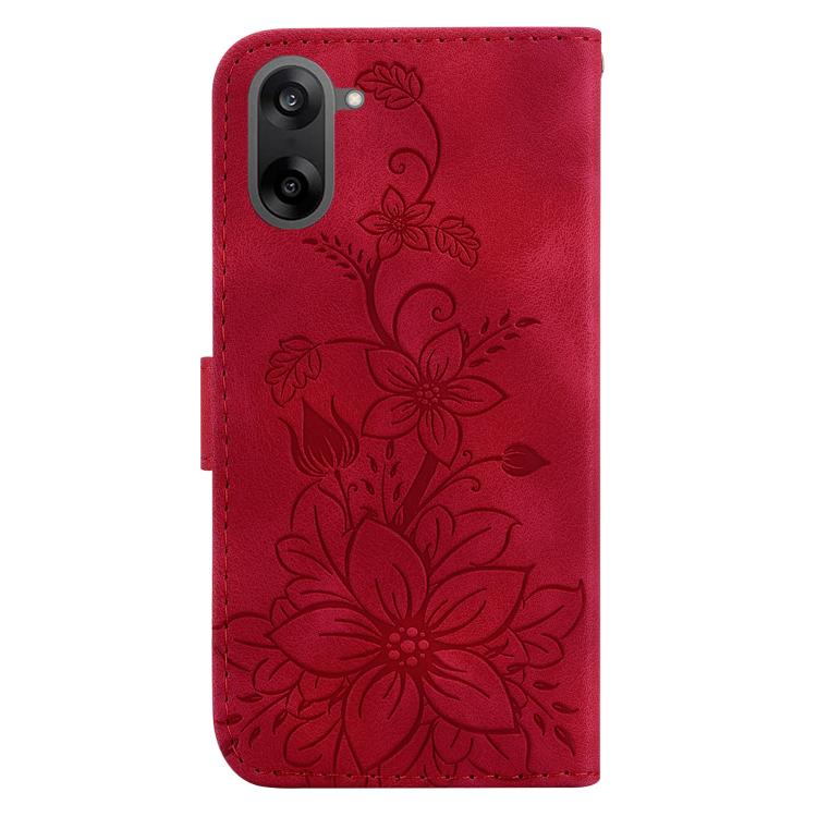 For OnePlus Ace 5 Racing / Nord CE5 Lily Embossed Leather Phone Case