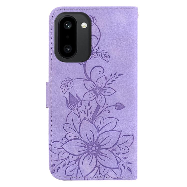 For OnePlus 15R / Ace 6 / Ace 6T Lily Embossed Leather Phone Case