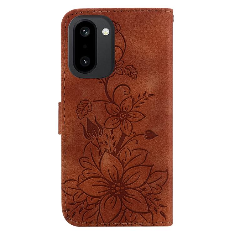 For OnePlus 15R / Ace 6 / Ace 6T Lily Embossed Leather Phone Case