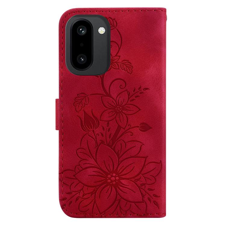 For OnePlus 15R / Ace 6 / Ace 6T Lily Embossed Leather Phone Case