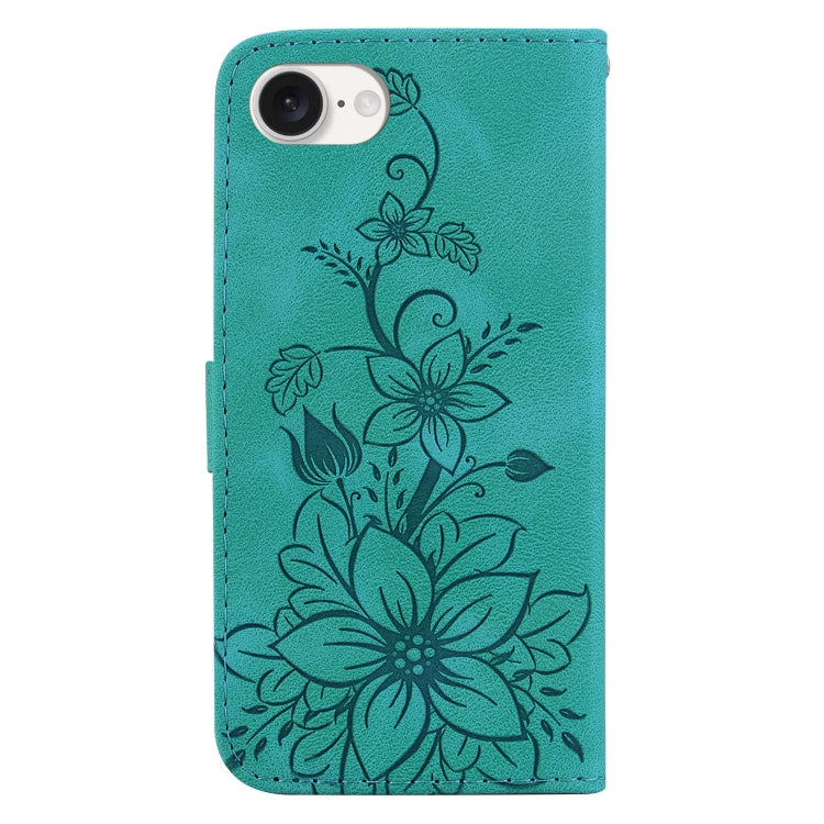 For iPhone 17e / 16e Lily Embossed Leather Phone Case