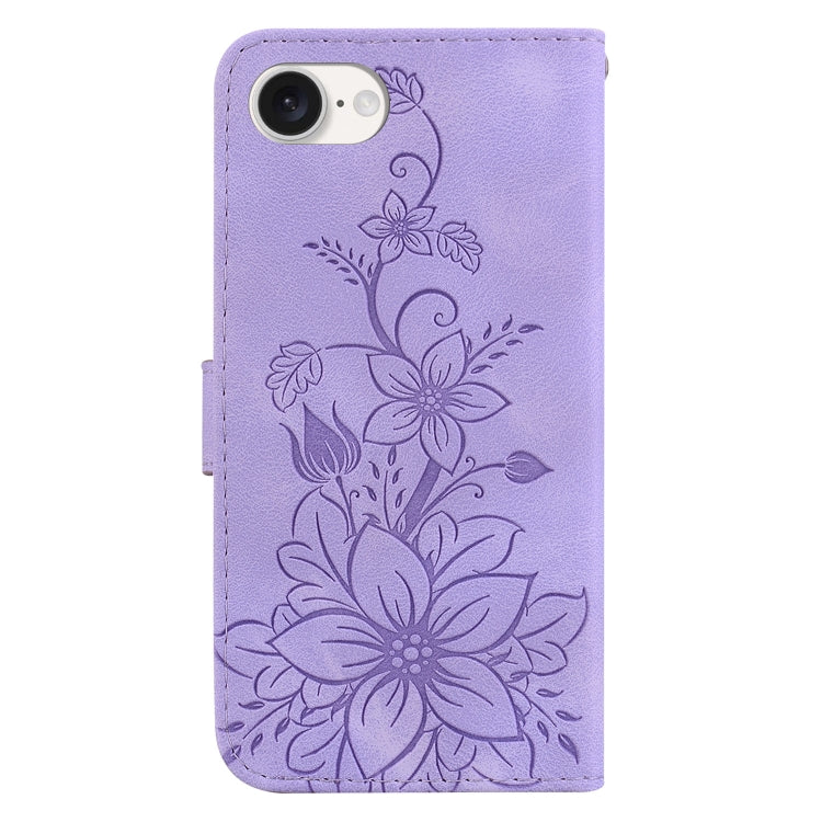 For iPhone 17e / 16e Lily Embossed Leather Phone Case