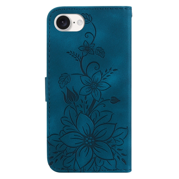 For iPhone 17e / 16e Lily Embossed Leather Phone Case