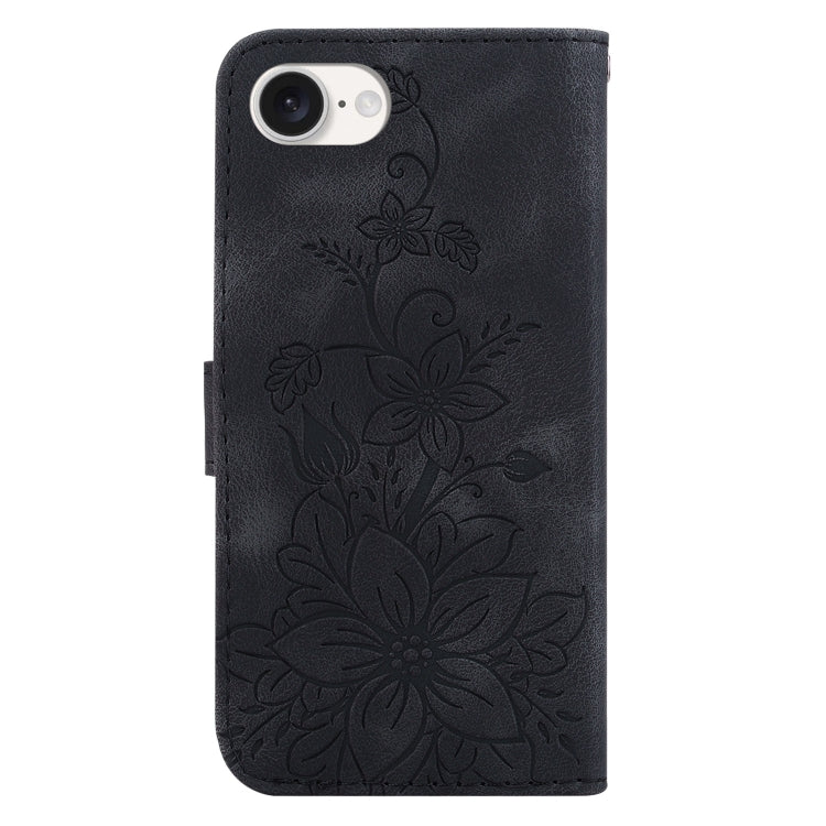For iPhone 17e / 16e Lily Embossed Leather Phone Case