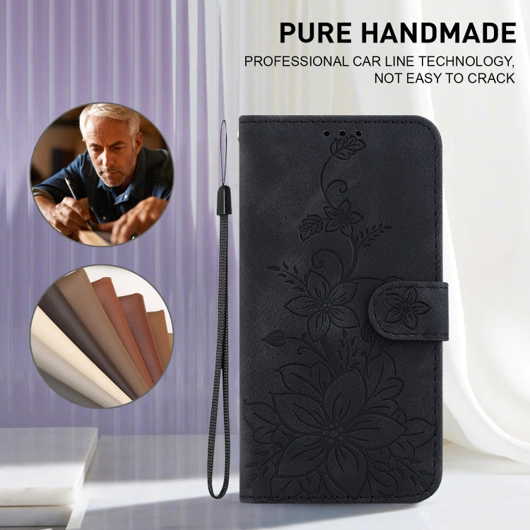 For iPhone 17e / 16e Lily Embossed Leather Phone Case