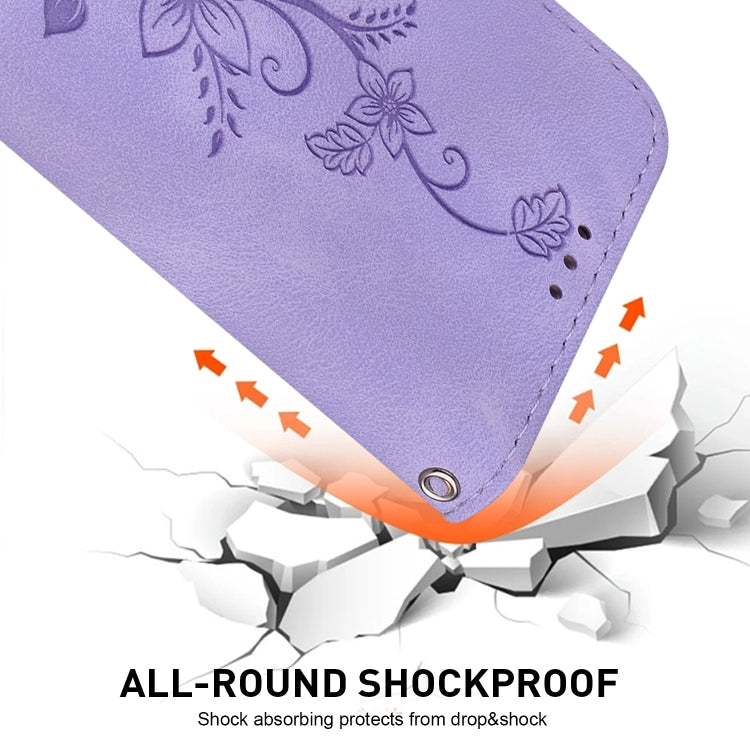 For iPhone 16 Plus Lily Embossed Leather Phone Case