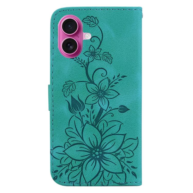 For iPhone 17 Lily Embossed Leather Phone Case