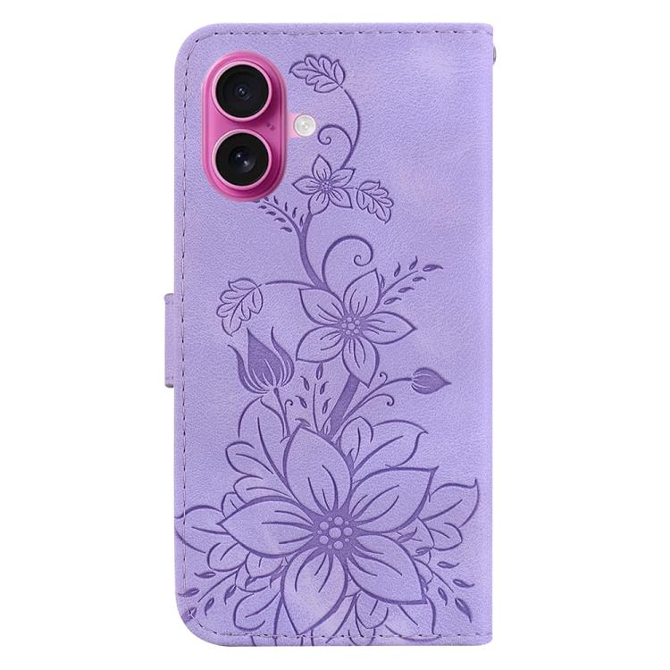 For iPhone 17 Lily Embossed Leather Phone Case