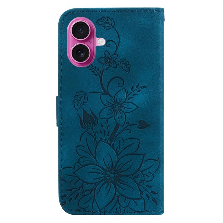For iPhone 17 Lily Embossed Leather Phone Case