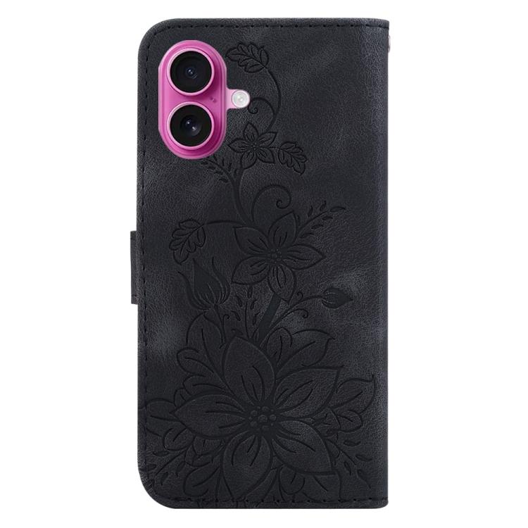 For iPhone 17 Lily Embossed Leather Phone Case