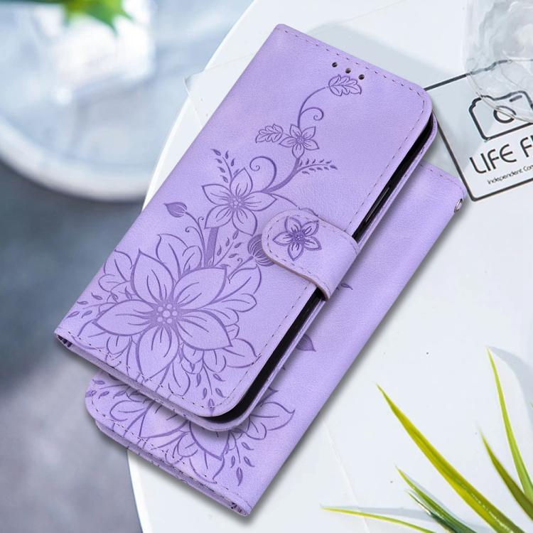 For iPhone Air Lily Embossed Leather Phone Case