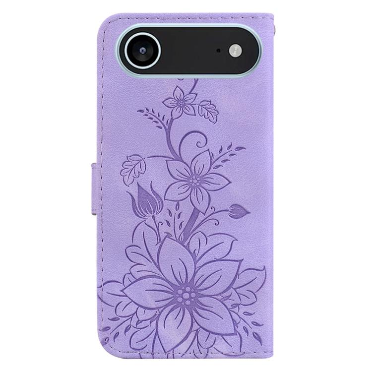 For iPhone Air Lily Embossed Leather Phone Case