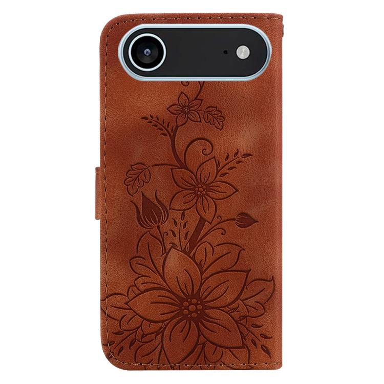 For iPhone Air Lily Embossed Leather Phone Case