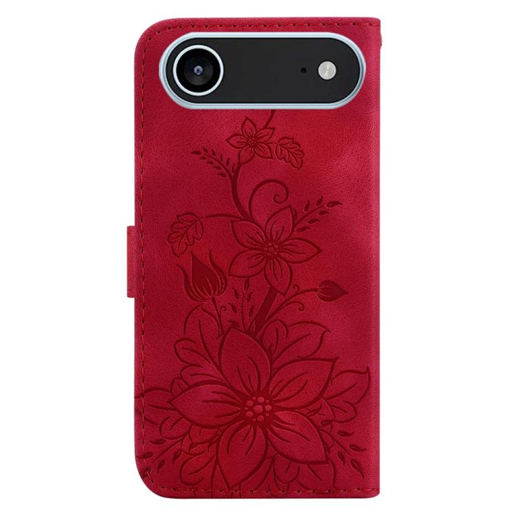 For iPhone Air Lily Embossed Leather Phone Case