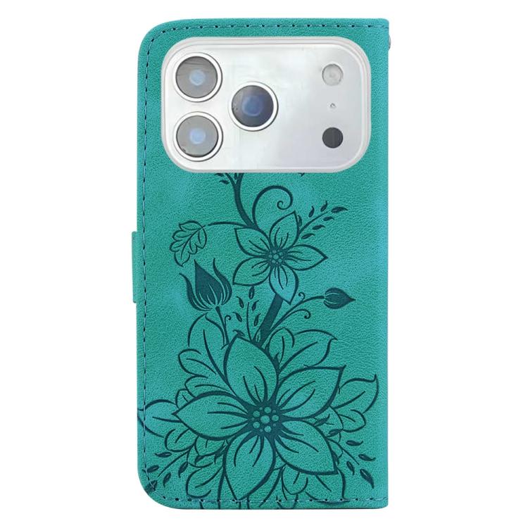 For iPhone 17 Pro Lily Embossed Leather Phone Case