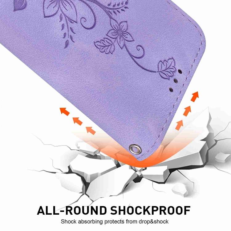 For iPhone 17 Pro Lily Embossed Leather Phone Case