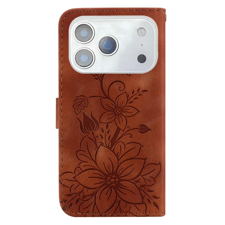For iPhone 17 Pro Lily Embossed Leather Phone Case