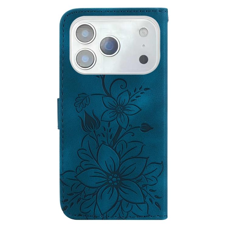 For iPhone 17 Pro Lily Embossed Leather Phone Case