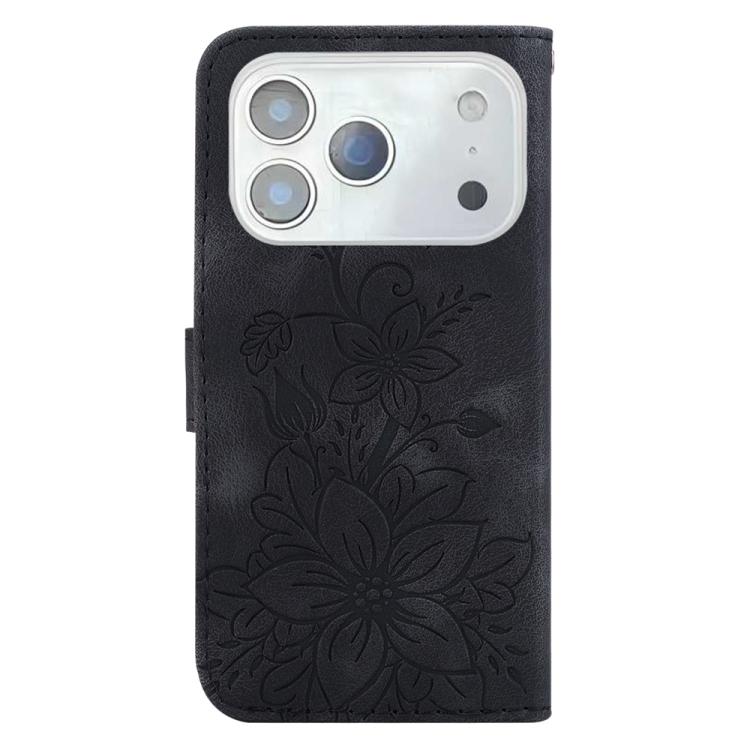 For iPhone 17 Pro Lily Embossed Leather Phone Case