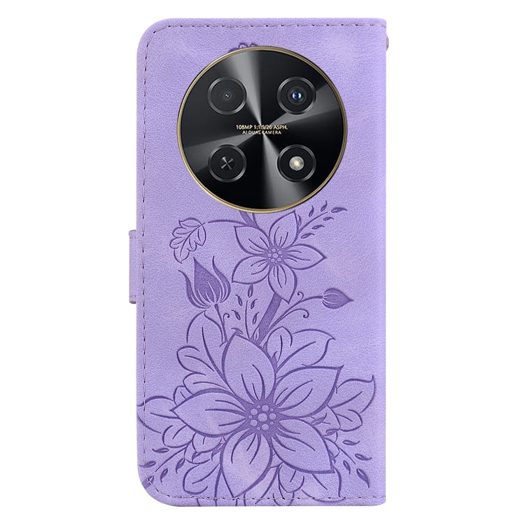 For Huawei nova 12i 4G Global Lily Embossed Leather Phone Case