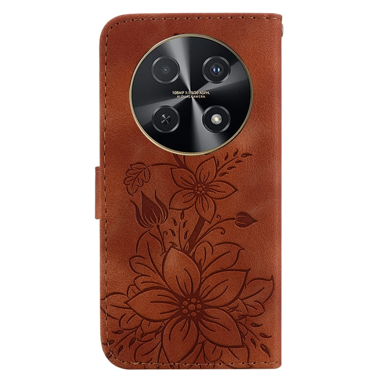 For Huawei nova 12i 4G Global Lily Embossed Leather Phone Case