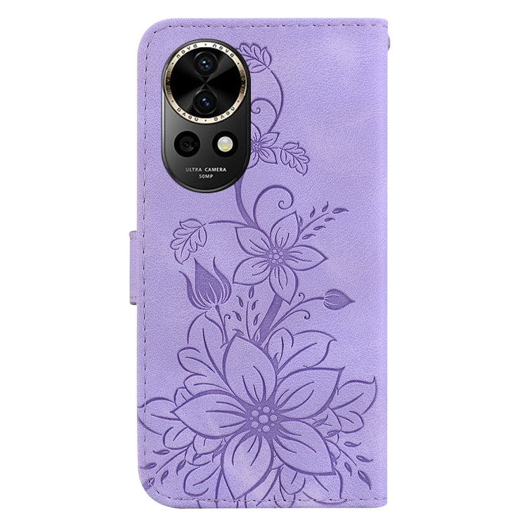 For Huawei nova 12 Lily Embossed Leather Phone Case