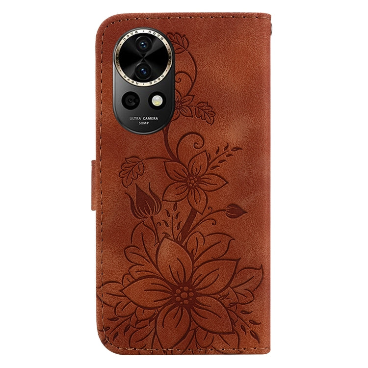 For Huawei nova 12 Lily Embossed Leather Phone Case
