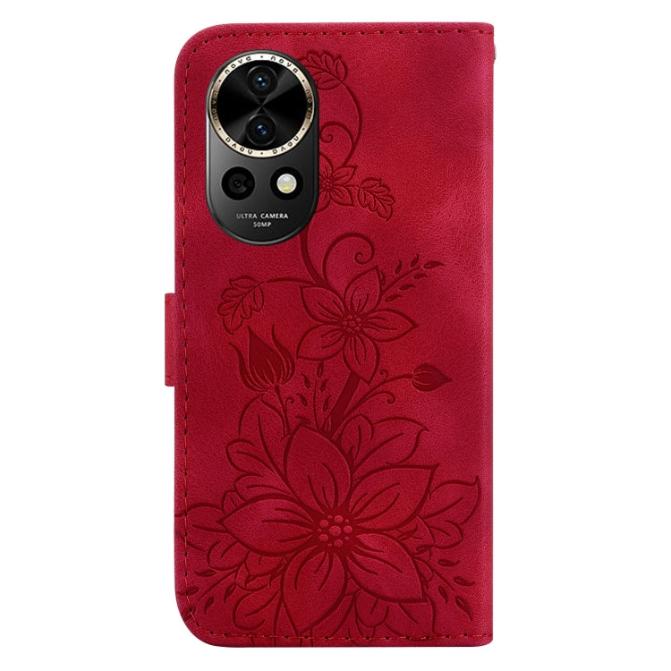 For Huawei nova 12 Lily Embossed Leather Phone Case