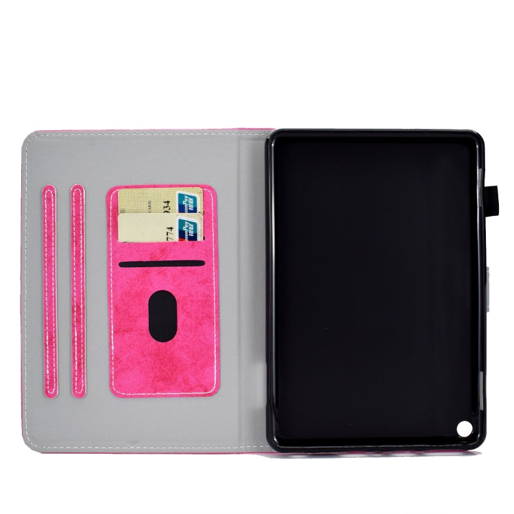 For Amazon Kindle Fire HD 8 (2020) Marble Style Cloth Texture Tablet PC Protective Leather Case with Bracket & Card Slot & Pen Slot & Anti Skid Strip & Wake-up / Sleep Function