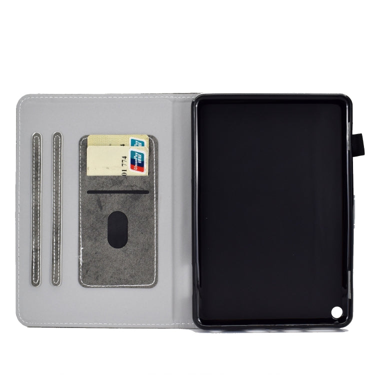 For Amazon Kindle Fire HD 8 (2020) Marble Style Cloth Texture Tablet PC Protective Leather Case with Bracket & Card Slot & Pen Slot & Anti Skid Strip & Wake-up / Sleep Function