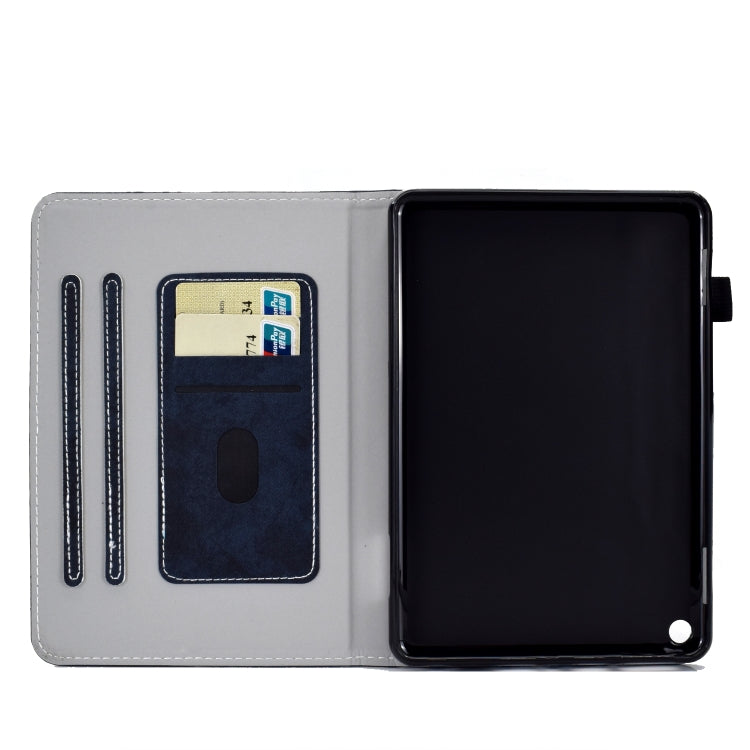 For Amazon Kindle Fire HD 8 (2020) Marble Style Cloth Texture Tablet PC Protective Leather Case with Bracket & Card Slot & Pen Slot & Anti Skid Strip & Wake-up / Sleep Function