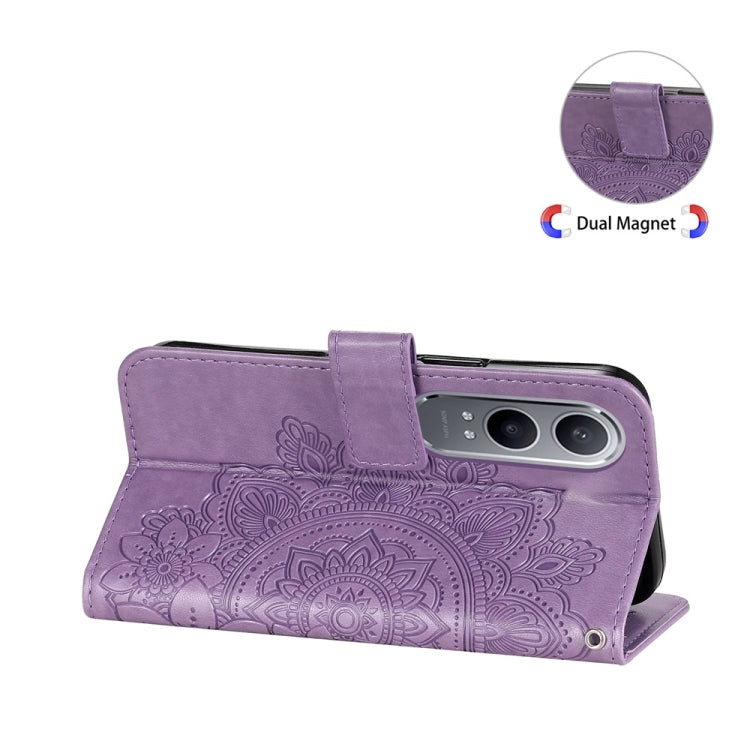 For OnePlus Nord CE4 Lite Seven-petal Flowers Embossing Leather Phone Case