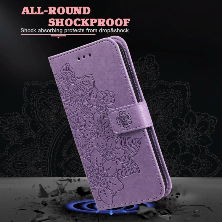 For OnePlus Nord CE4 Lite Seven-petal Flowers Embossing Leather Phone Case