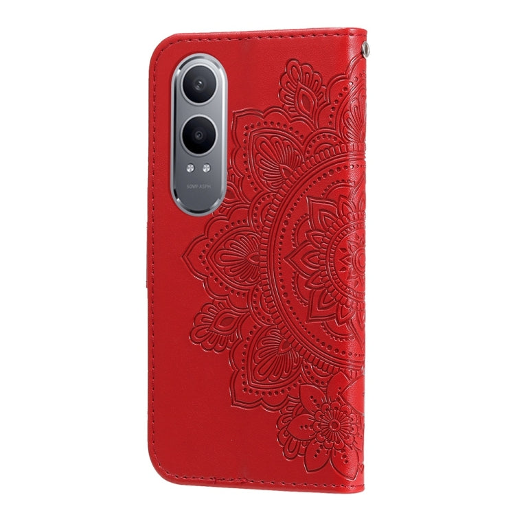 For OnePlus Nord CE4 Lite Seven-petal Flowers Embossing Leather Phone Case