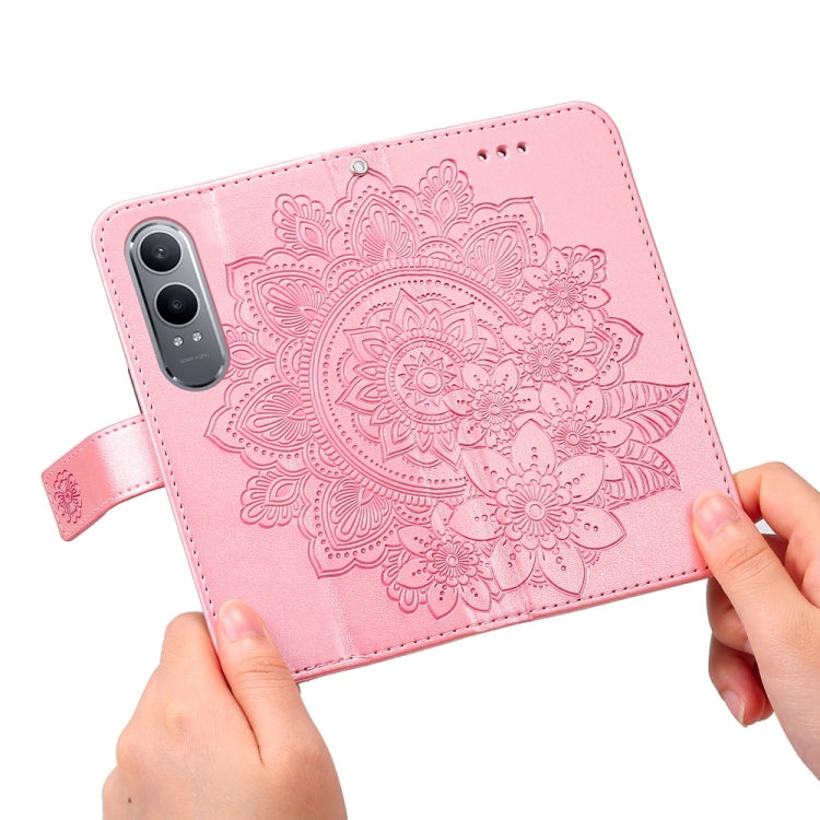 For OnePlus Nord CE4 Lite Seven-petal Flowers Embossing Leather Phone Case