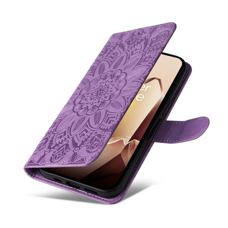For OnePlus 13 Embossed Sunflower Leather Phone Case