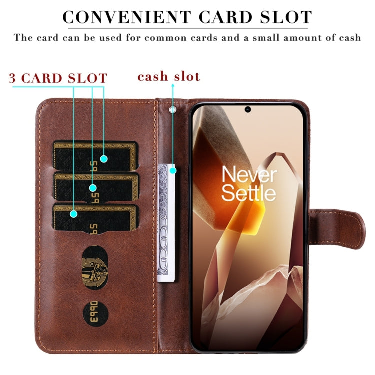 For OnePlus 13 Fashion Calf Texture Zipper Leather Phone Case
