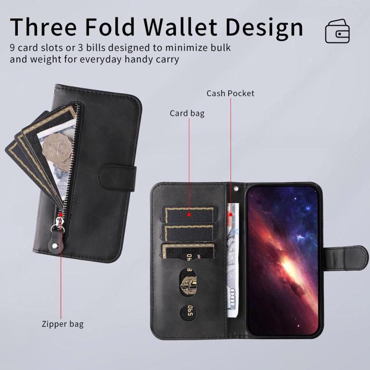 For OnePlus 15 Fashion Calf Texture Zipper Leather Phone Case