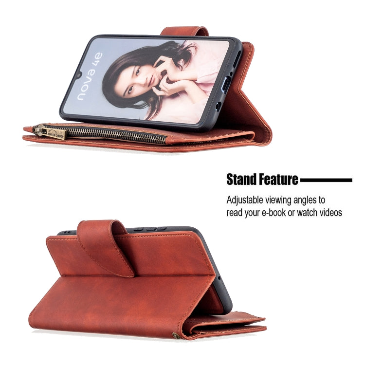 For Huawei P30 Lite / nova 4e Skin Feel Detachable Magnetic Zipper Horizontal Flip PU Leather Case with Holder & Card Slots & Wallet & Photo Frame & Lanyard