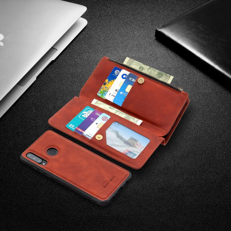 For Huawei P30 Lite / nova 4e Skin Feel Detachable Magnetic Zipper Horizontal Flip PU Leather Case with Holder & Card Slots & Wallet & Photo Frame & Lanyard