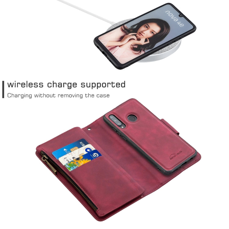 For Huawei P30 Lite / nova 4e Skin Feel Detachable Magnetic Zipper Horizontal Flip PU Leather Case with Holder & Card Slots & Wallet & Photo Frame & Lanyard