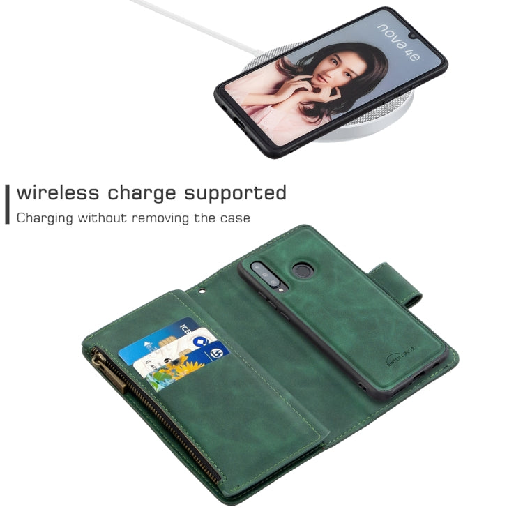 For Huawei P30 Lite / nova 4e Skin Feel Detachable Magnetic Zipper Horizontal Flip PU Leather Case with Holder & Card Slots & Wallet & Photo Frame & Lanyard