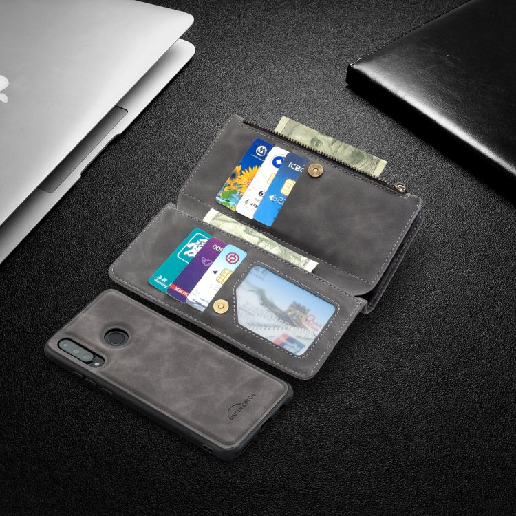 For Huawei P30 Lite / nova 4e Skin Feel Detachable Magnetic Zipper Horizontal Flip PU Leather Case with Holder & Card Slots & Wallet & Photo Frame & Lanyard