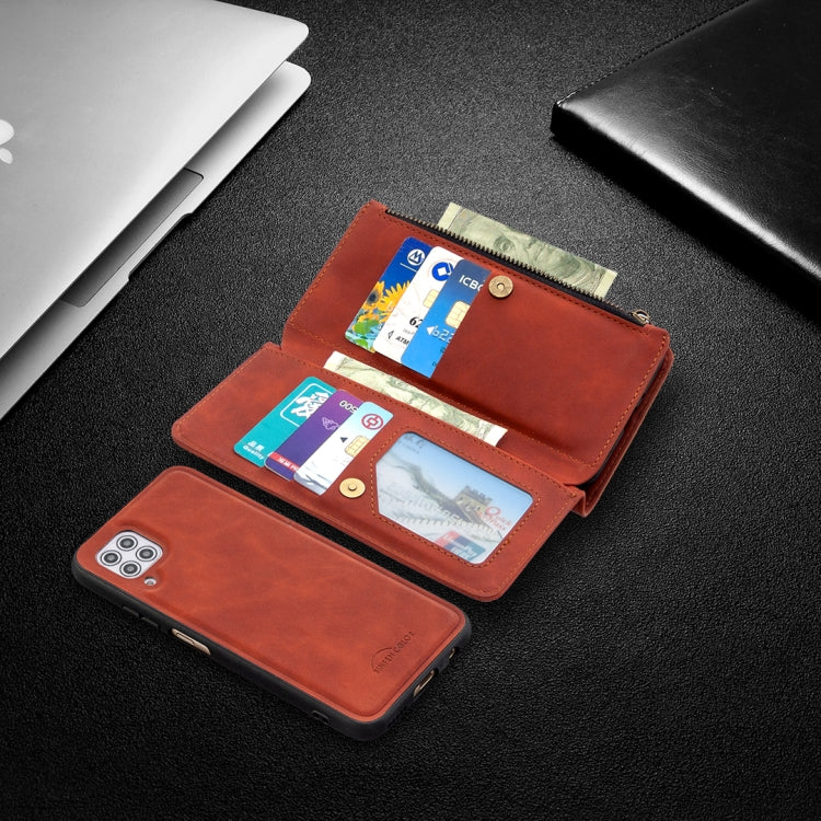 For Huawei P40 Lite Skin Feel Detachable Magnetic Zipper Horizontal Flip PU Leather Case with Holder & Card Slots & Wallet & Photo Frame & Lanyard