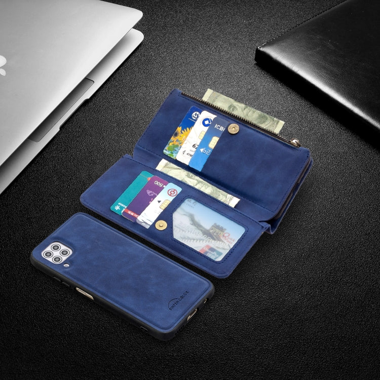 For Huawei P40 Lite Skin Feel Detachable Magnetic Zipper Horizontal Flip PU Leather Case with Holder & Card Slots & Wallet & Photo Frame & Lanyard