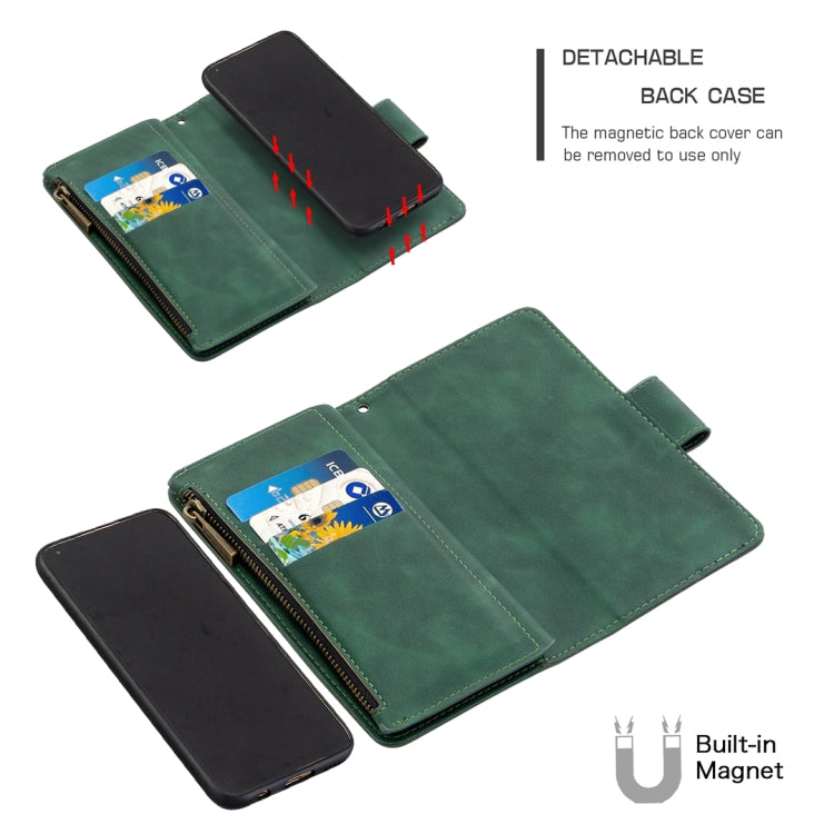 For Huawei P40 Lite Skin Feel Detachable Magnetic Zipper Horizontal Flip PU Leather Case with Holder & Card Slots & Wallet & Photo Frame & Lanyard