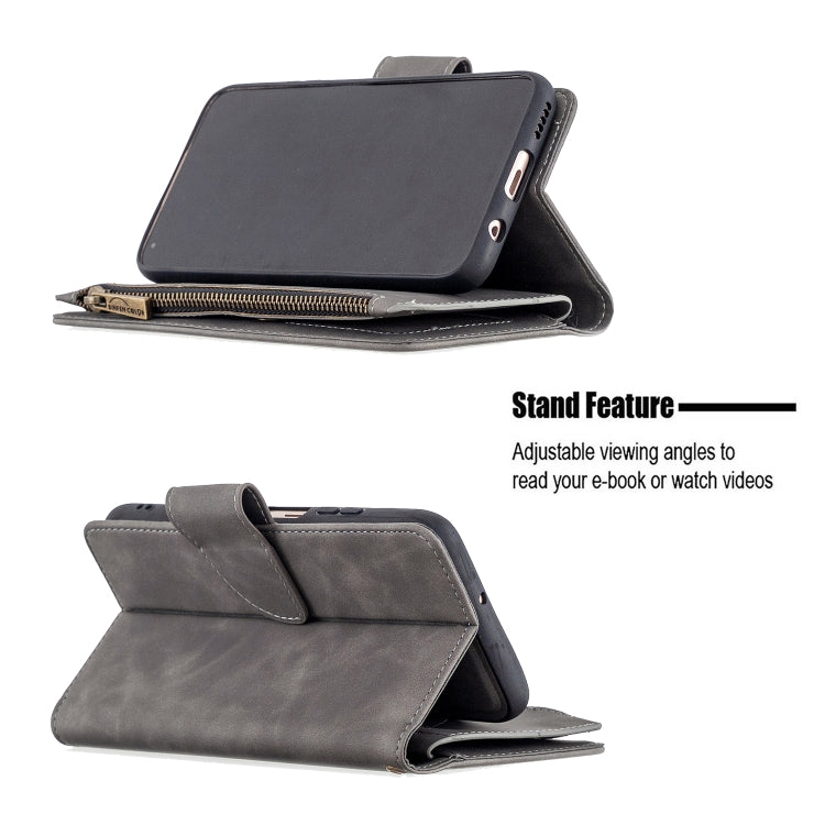 For Huawei P40 Lite Skin Feel Detachable Magnetic Zipper Horizontal Flip PU Leather Case with Holder & Card Slots & Wallet & Photo Frame & Lanyard